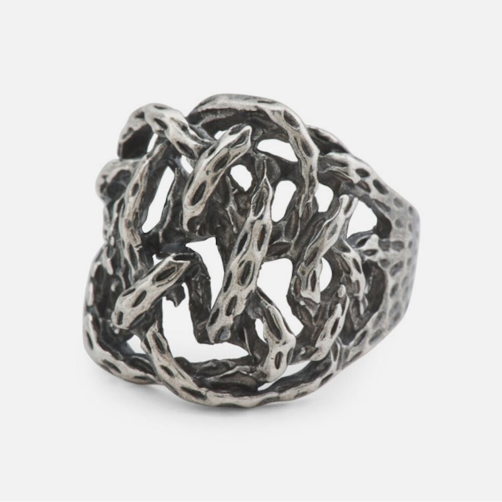 Matteo Twisted Band Oxidized Sterling Silver Ring Size 10